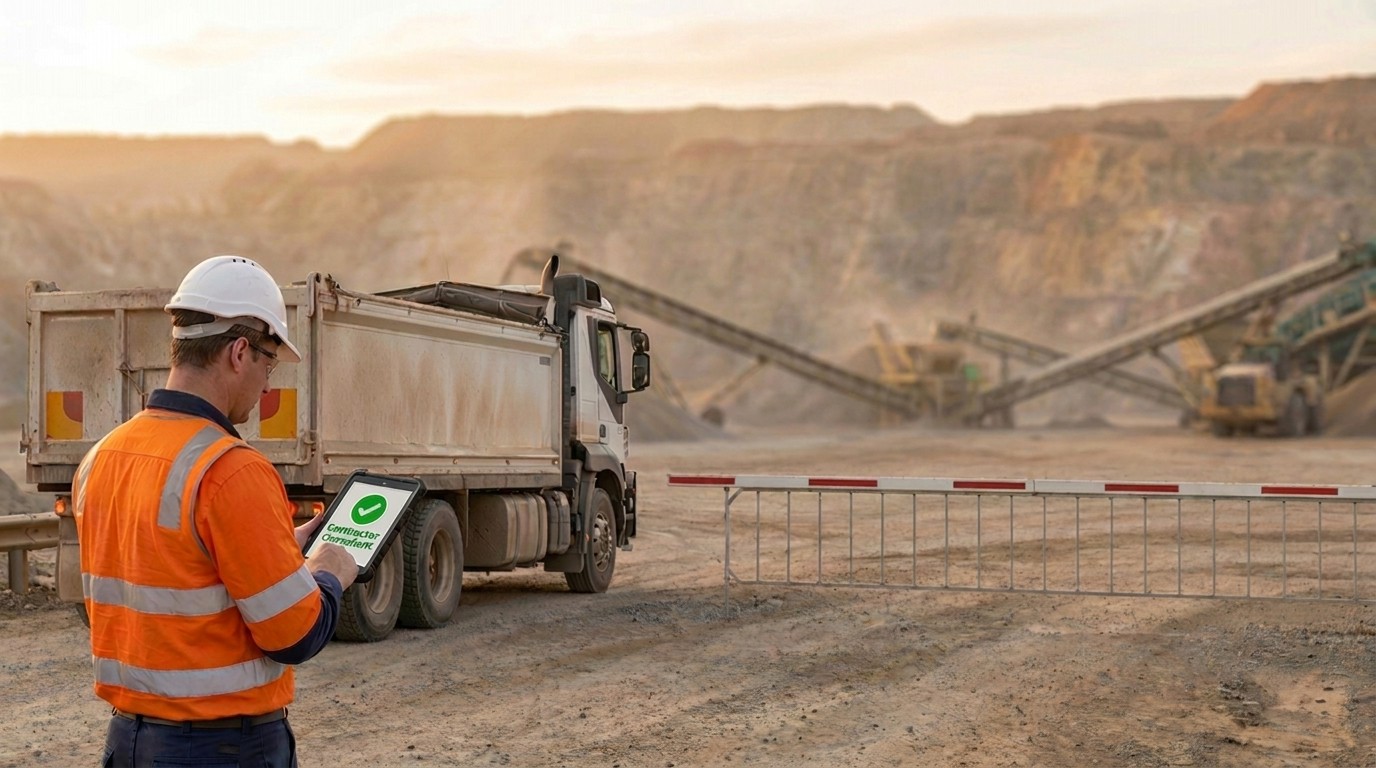 Contractor compliance, verified at the gate — real-time checks before site entry.